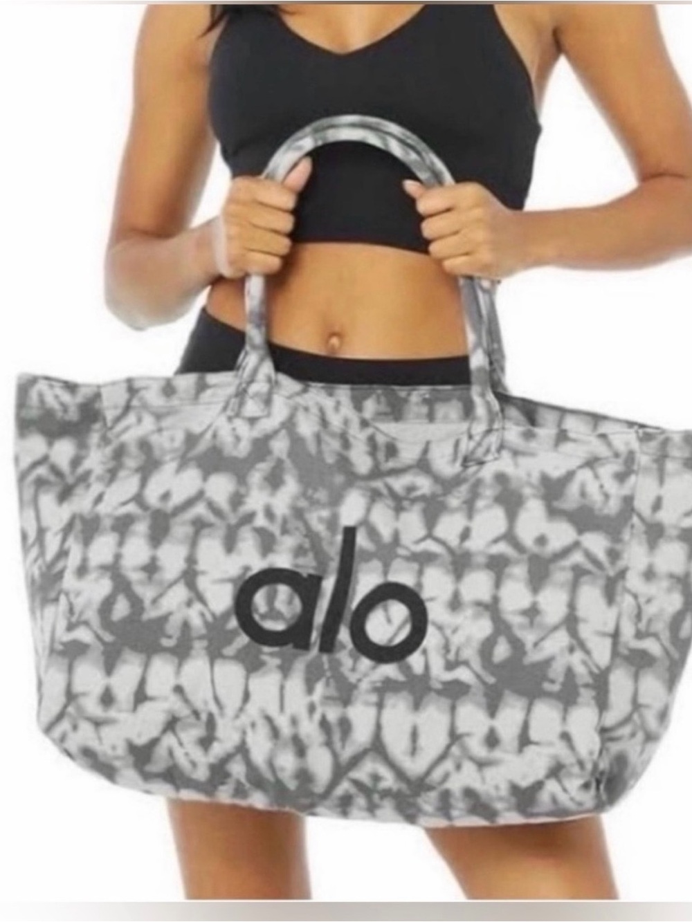 ALO Yoga Gray Tie-Dye Tote Bag